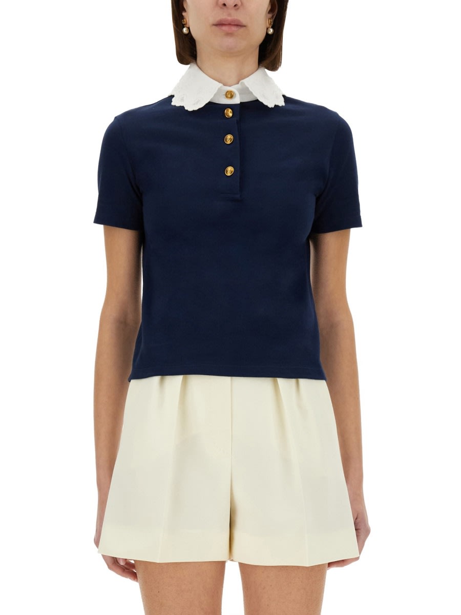 Valentino Embroidered Cotton Sweatshirt Polo Shirt
