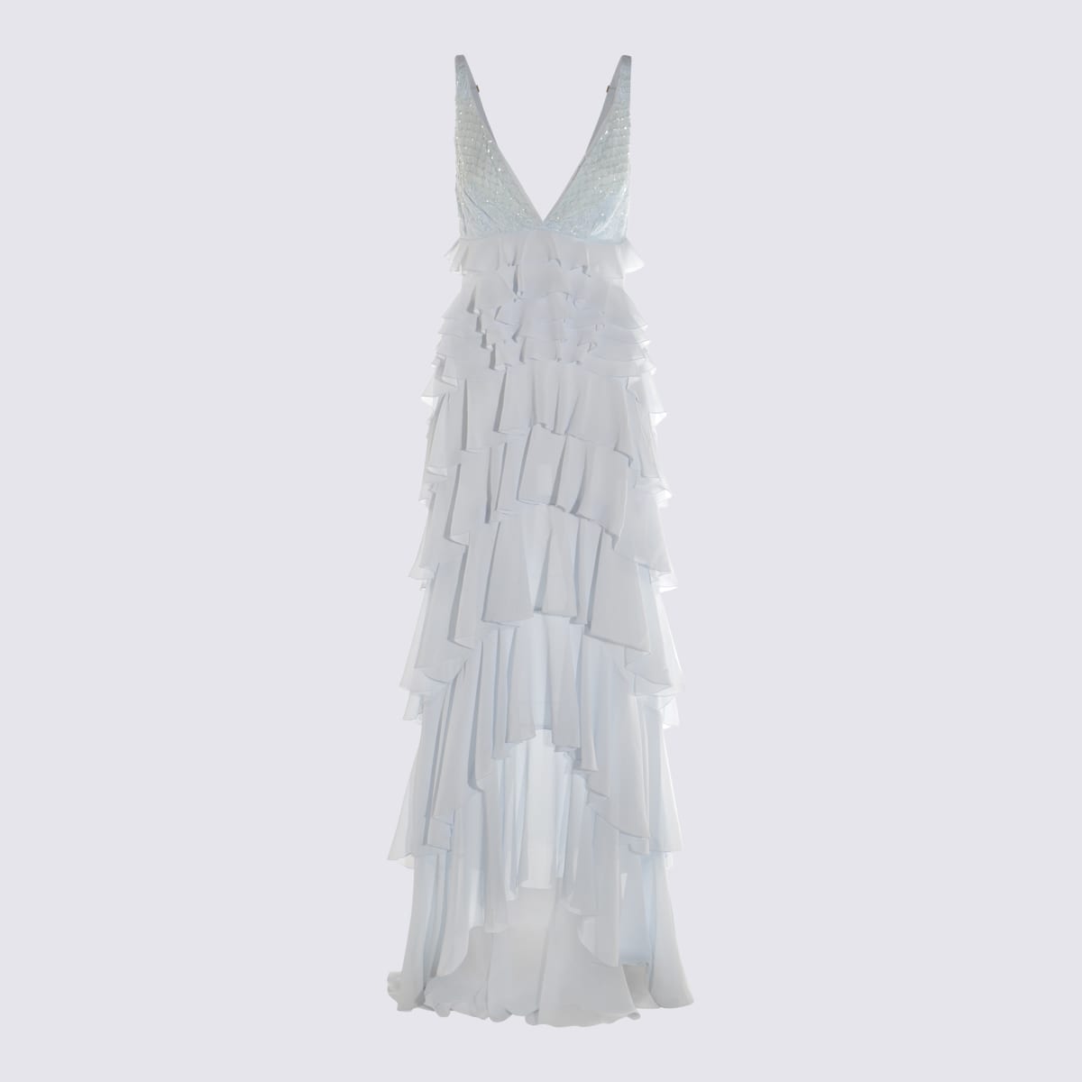 Elisabetta Franchi Light Blue Viscose Maxi Dress