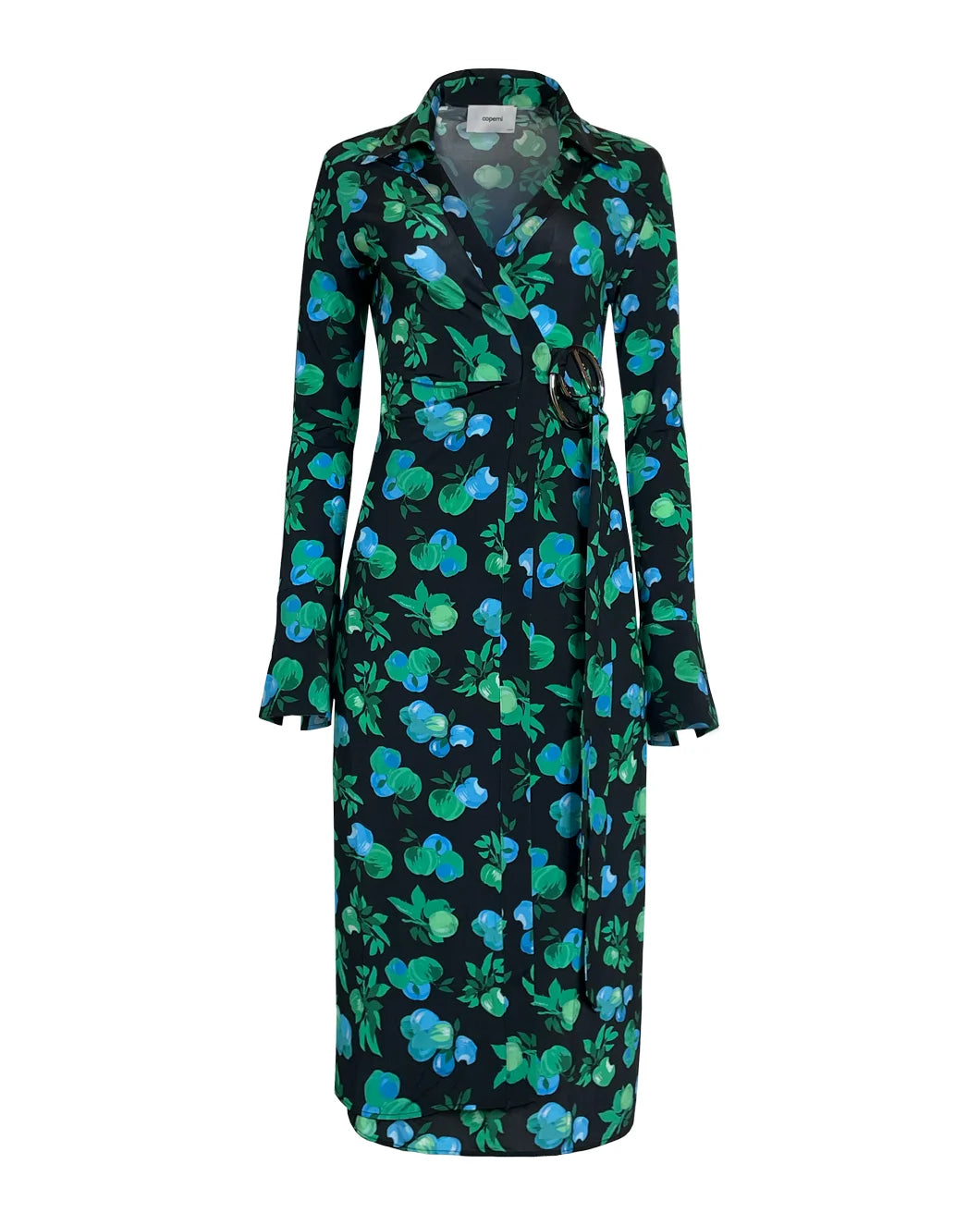 C-Logo Print Wrap Blouse Dress