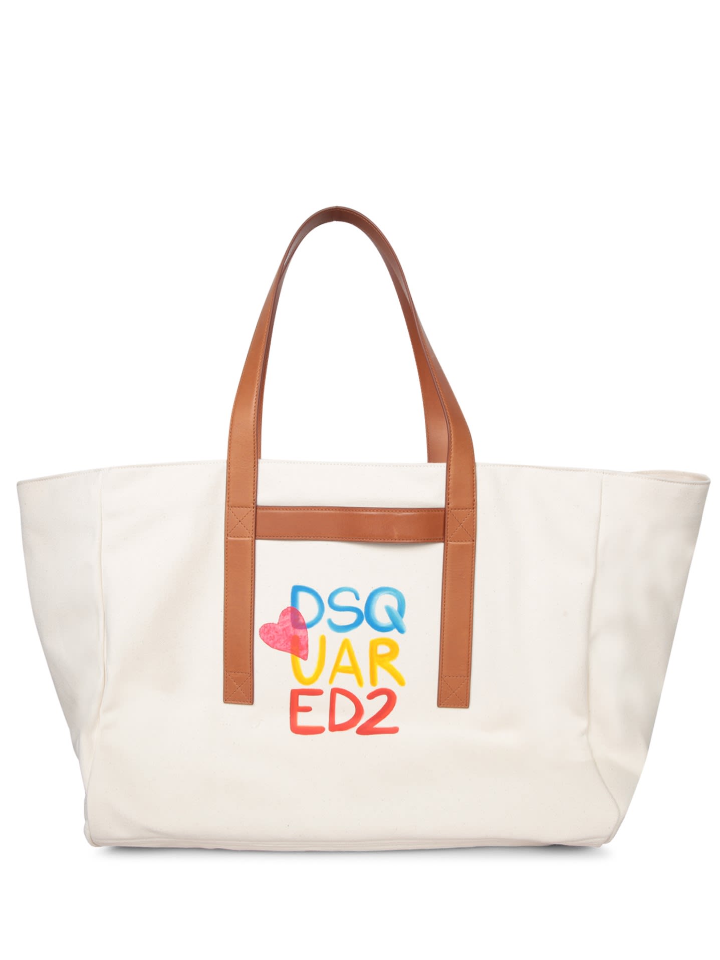 Dsquared2 Ivory Logo Shopping Bag