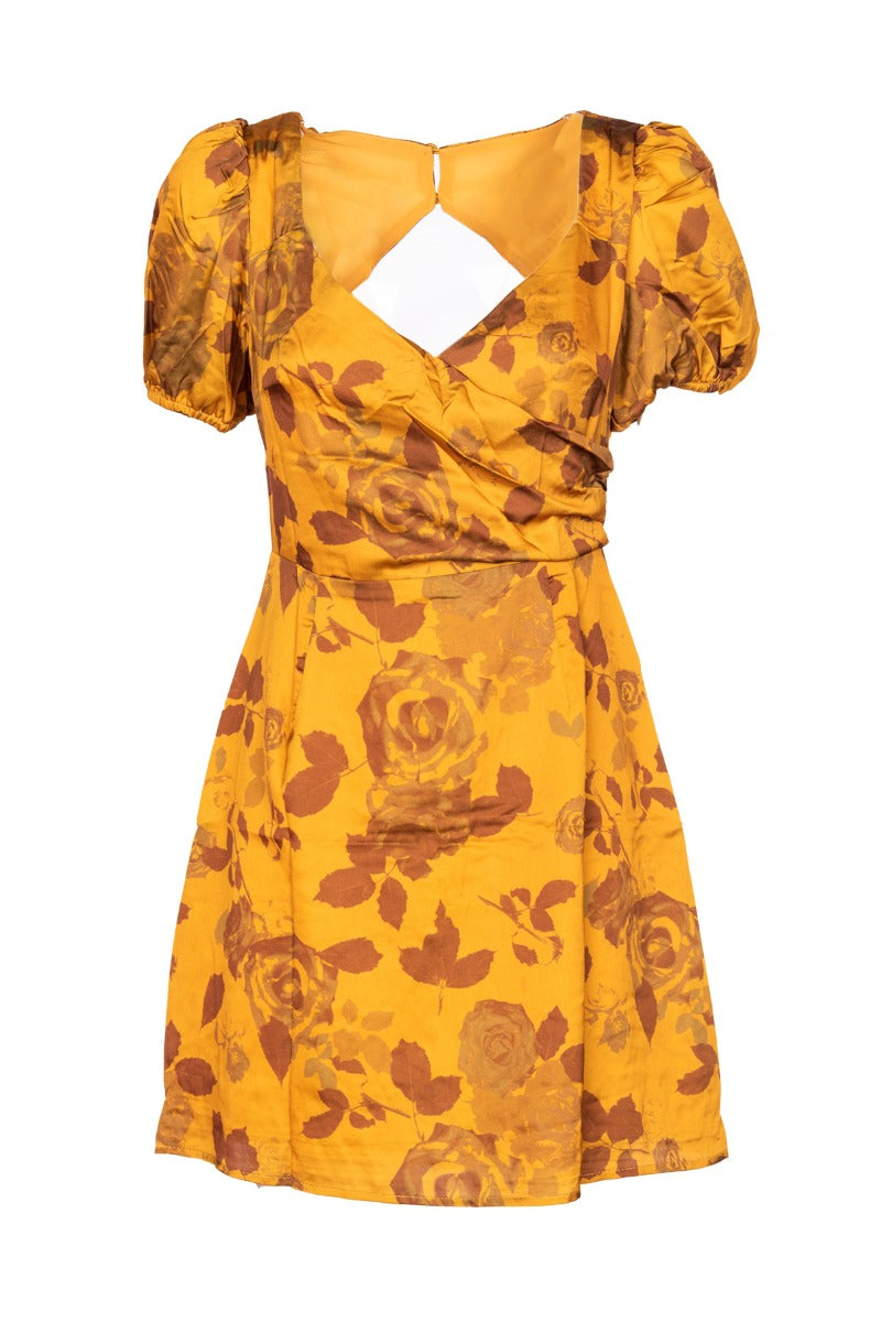 魅力Mini Abito Floral Ocra