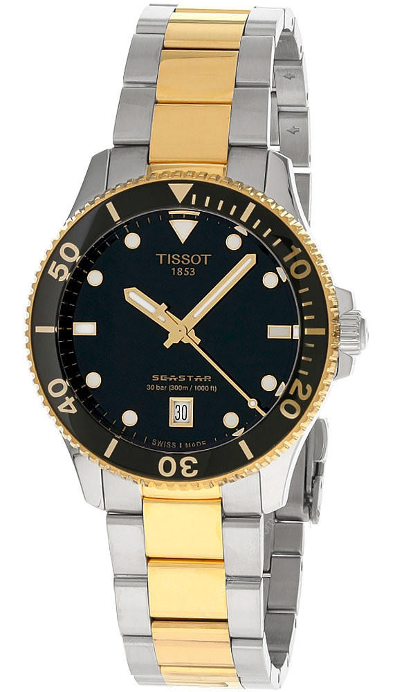 TISSOT Seastar 1000 40MM SS Black Dial Two-Tone Men's Watch T120.410.22.051.00 / T1204102205100