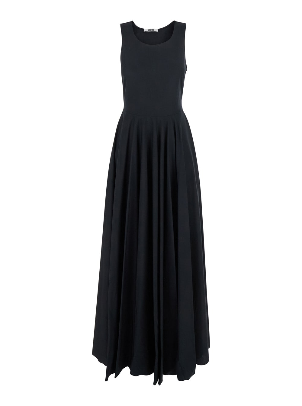 Mauro Grifoni Black Long Sleeveless Dress With Draped Details In Cotton Woman