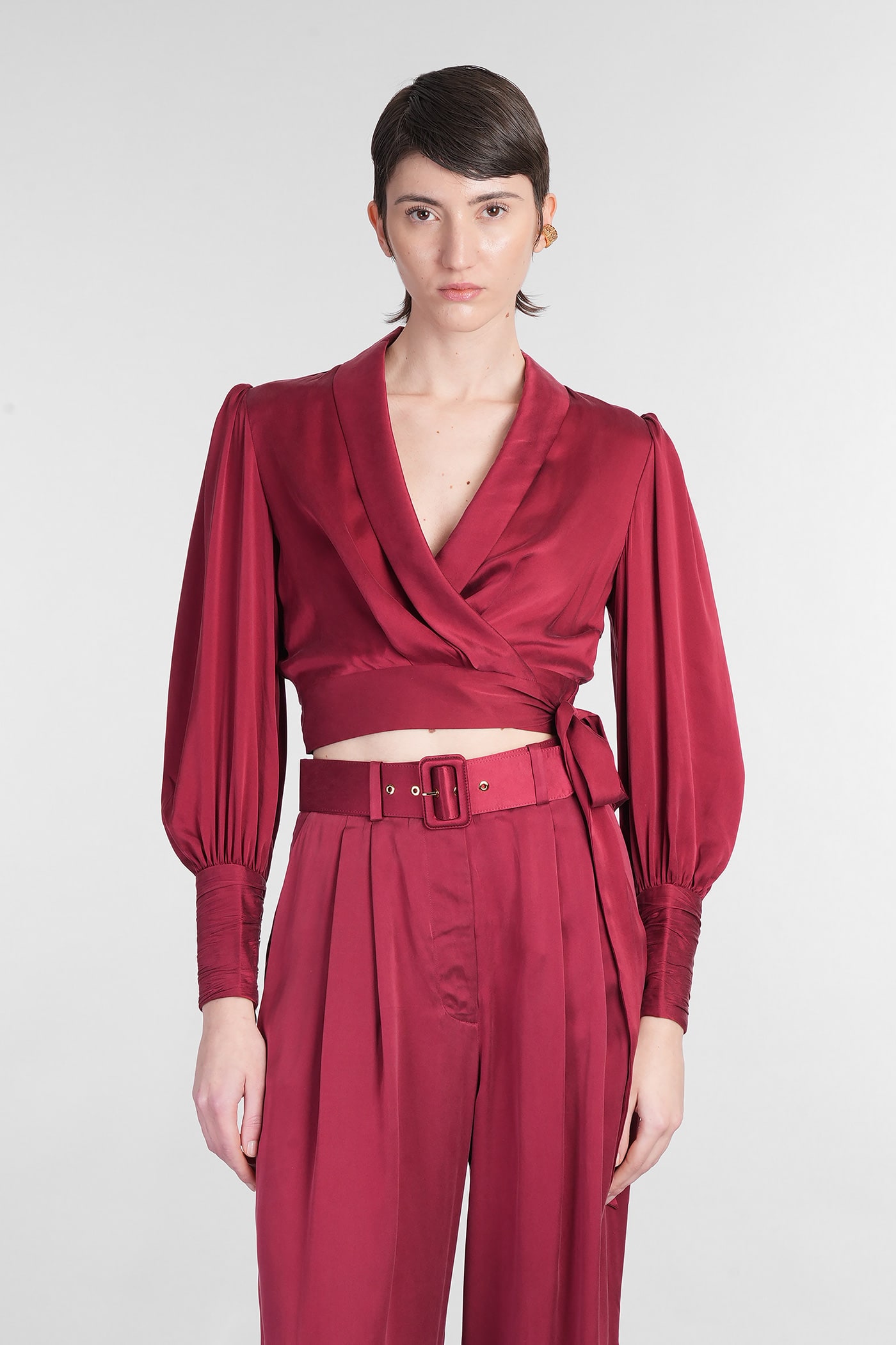 Zimmermann Topwear In Bordeaux Silk