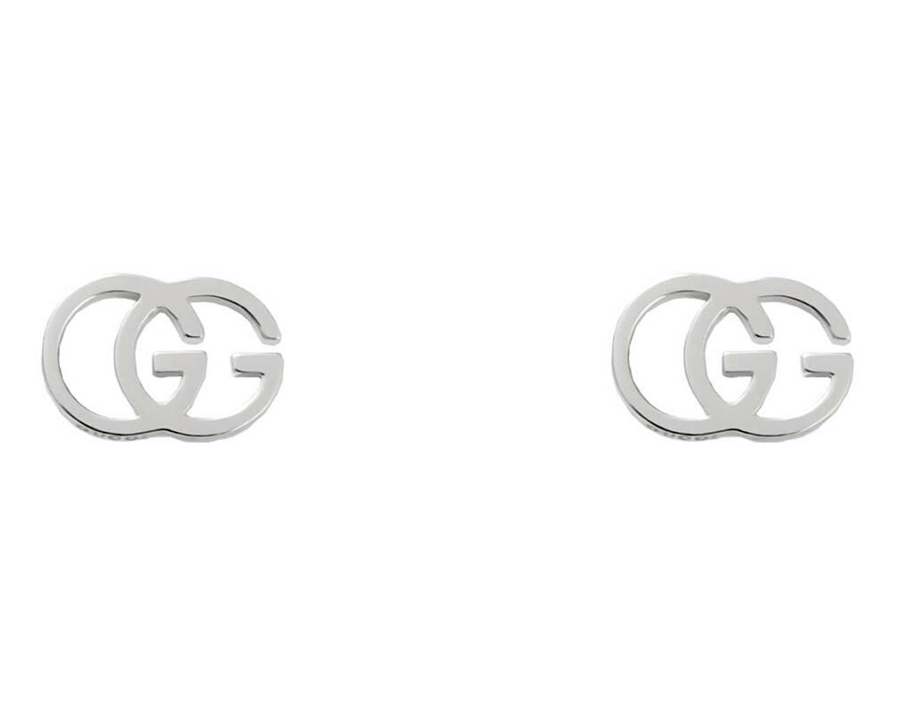 GUCCI Tissue Running 18K G White Gold Stud Earrings YBD09407400100U