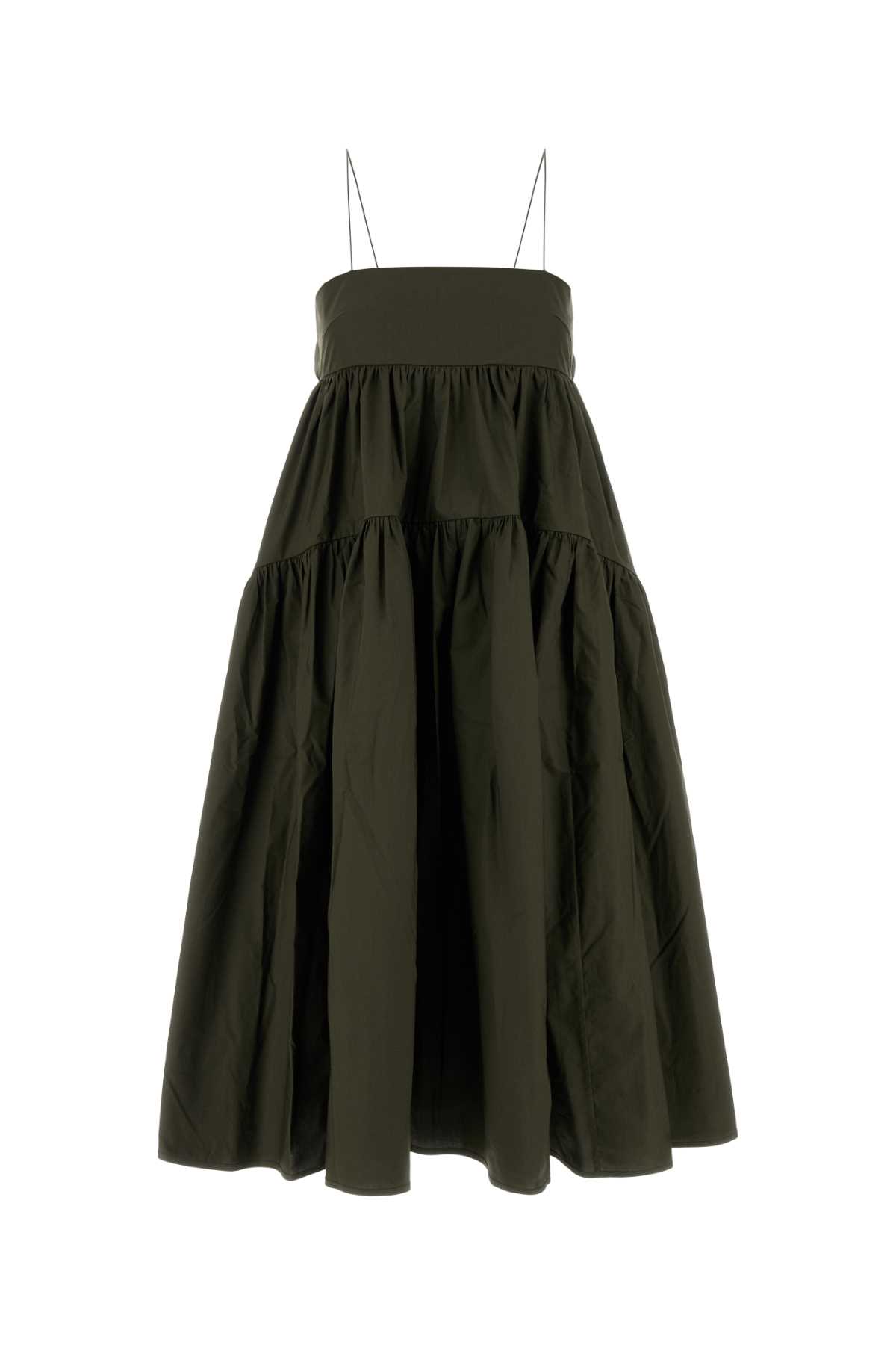 Cecilie Bahnsen Bottle Green Poplin Dress