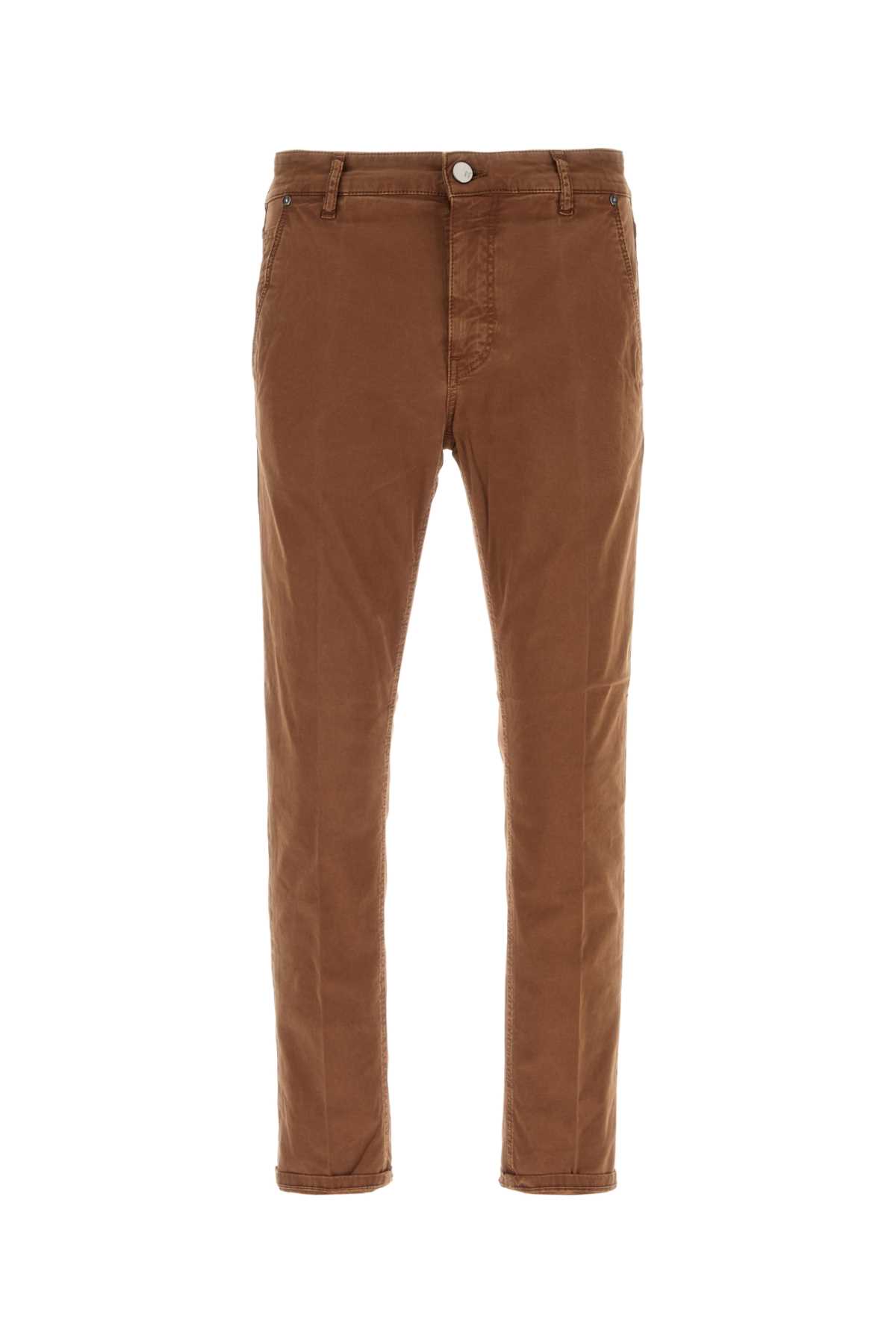 PT Torino Brown Stretch Cotton Pant