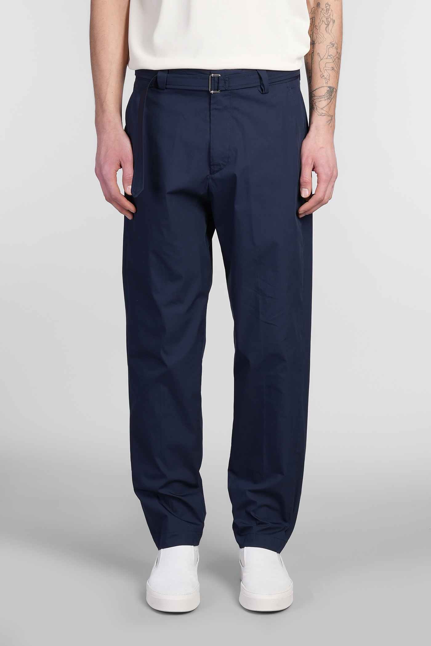 Low Brand Virgil Pants In Blue Cotton