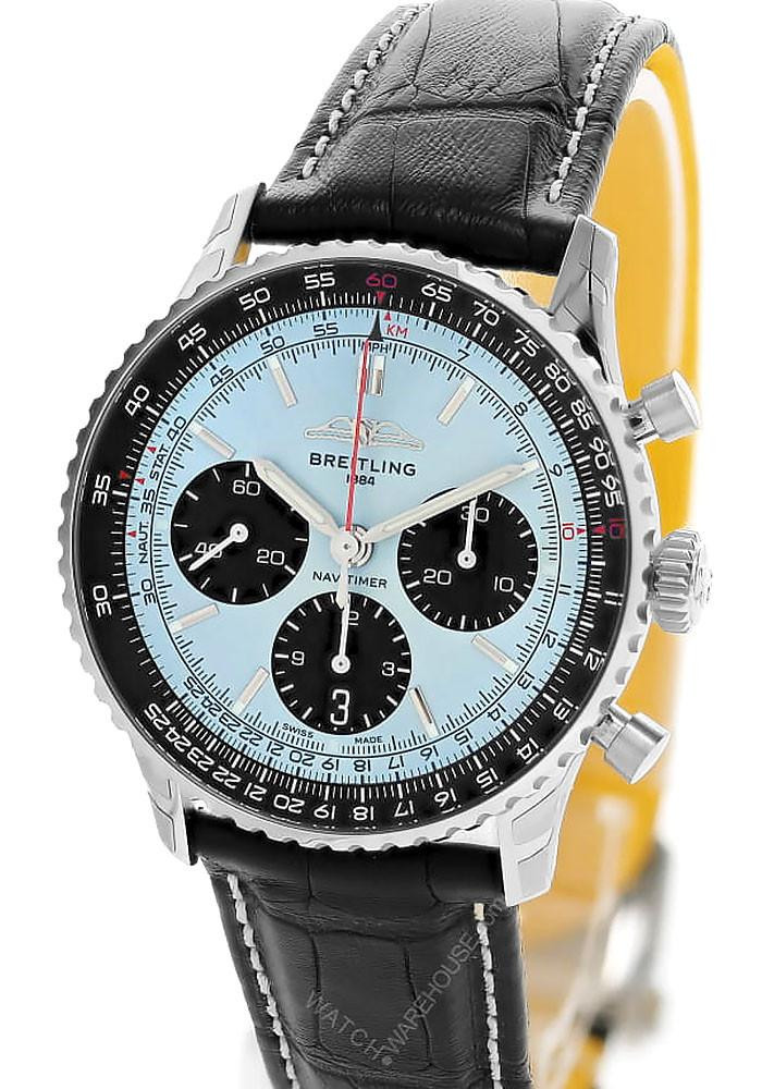 BREITLING Navitimer B01 Chronograph 41MM Blue Dial Leather Men's Watch AB0139241C2P1