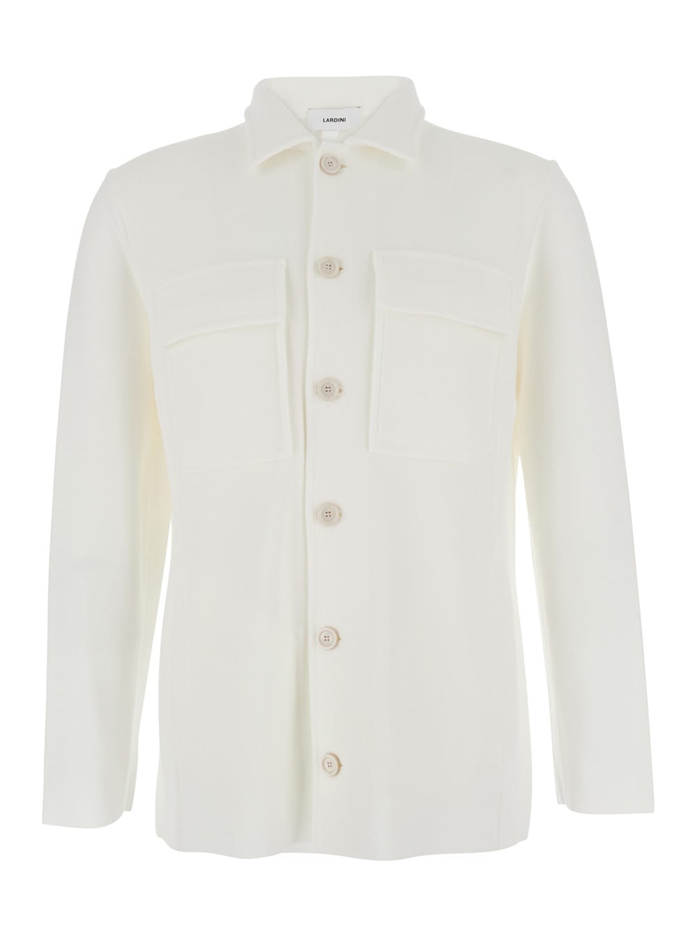 Lardini White Shirt With Classic Collar And Two Front Patch Pockets In Cotton Man