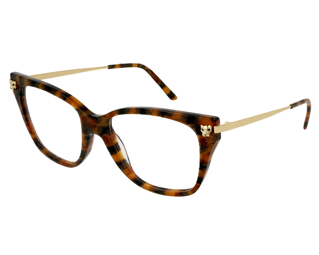 CARTIER Panthère Havana Gold Transparent 52-17-140MM Women's Eyewear CT0026O 003