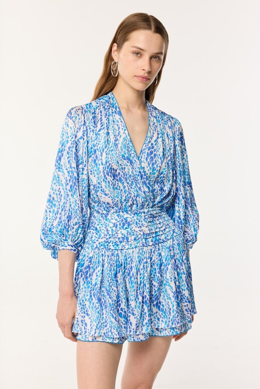 Mini Dress Colleen - Blue Wavy Animalier