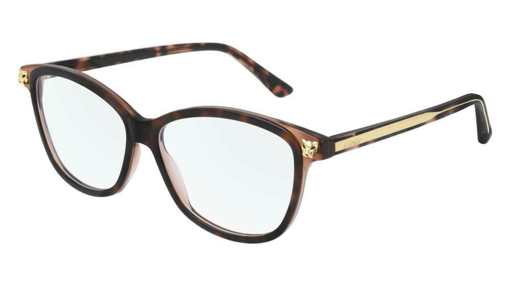 CARTIER Havana With Clear Lens 55-14-145MM Unisex Eyewear CT0207O 002