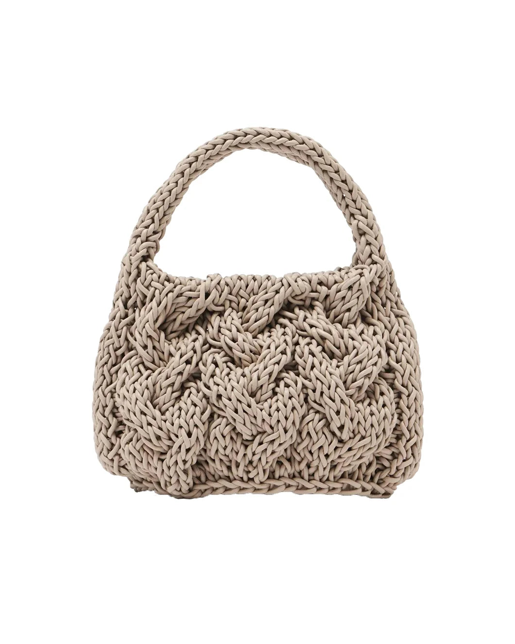 Small Cable Knit Bag Taupe