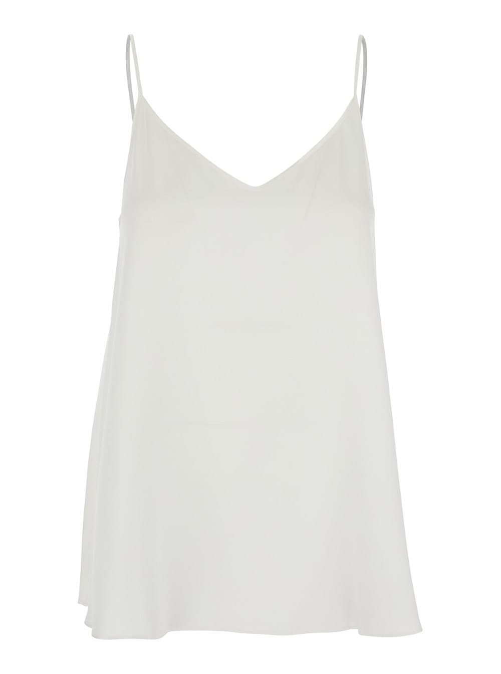 Antonelli abe White Sleeveless Top With Spaghetti Straps And V Neck In Silk Stretch Woman