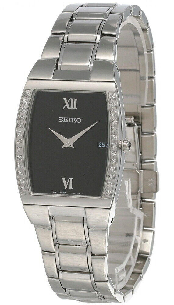 Seiko Black Dial Stainless Steel Men's Watch SKP319