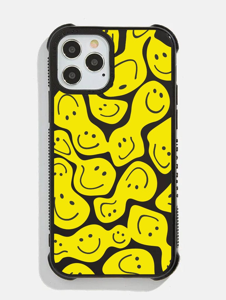 Yellow Warped Happy Face Shock i Phone Case, i Phone 12 / 12 Pro Case