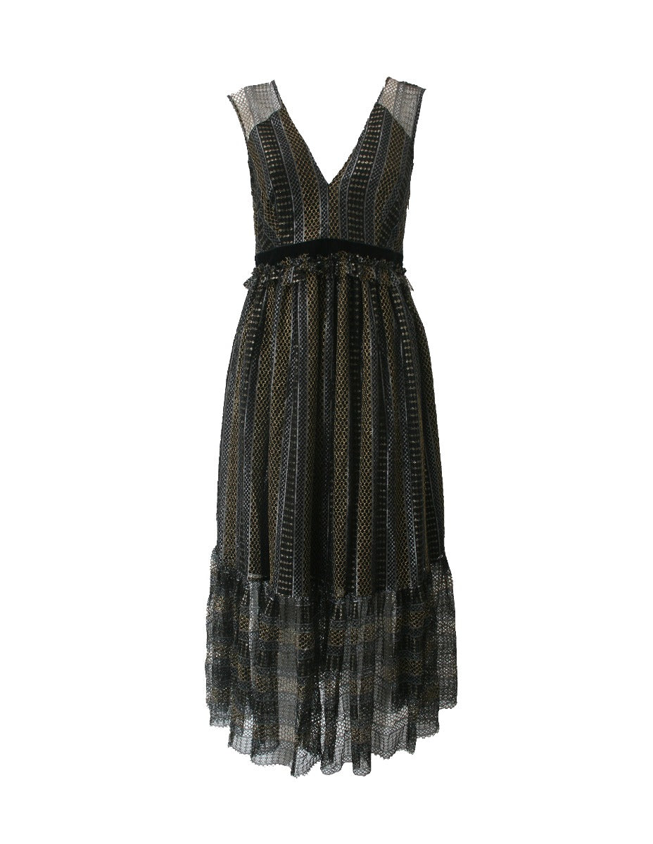Twinset Abito Lurex e Pizzo Nero