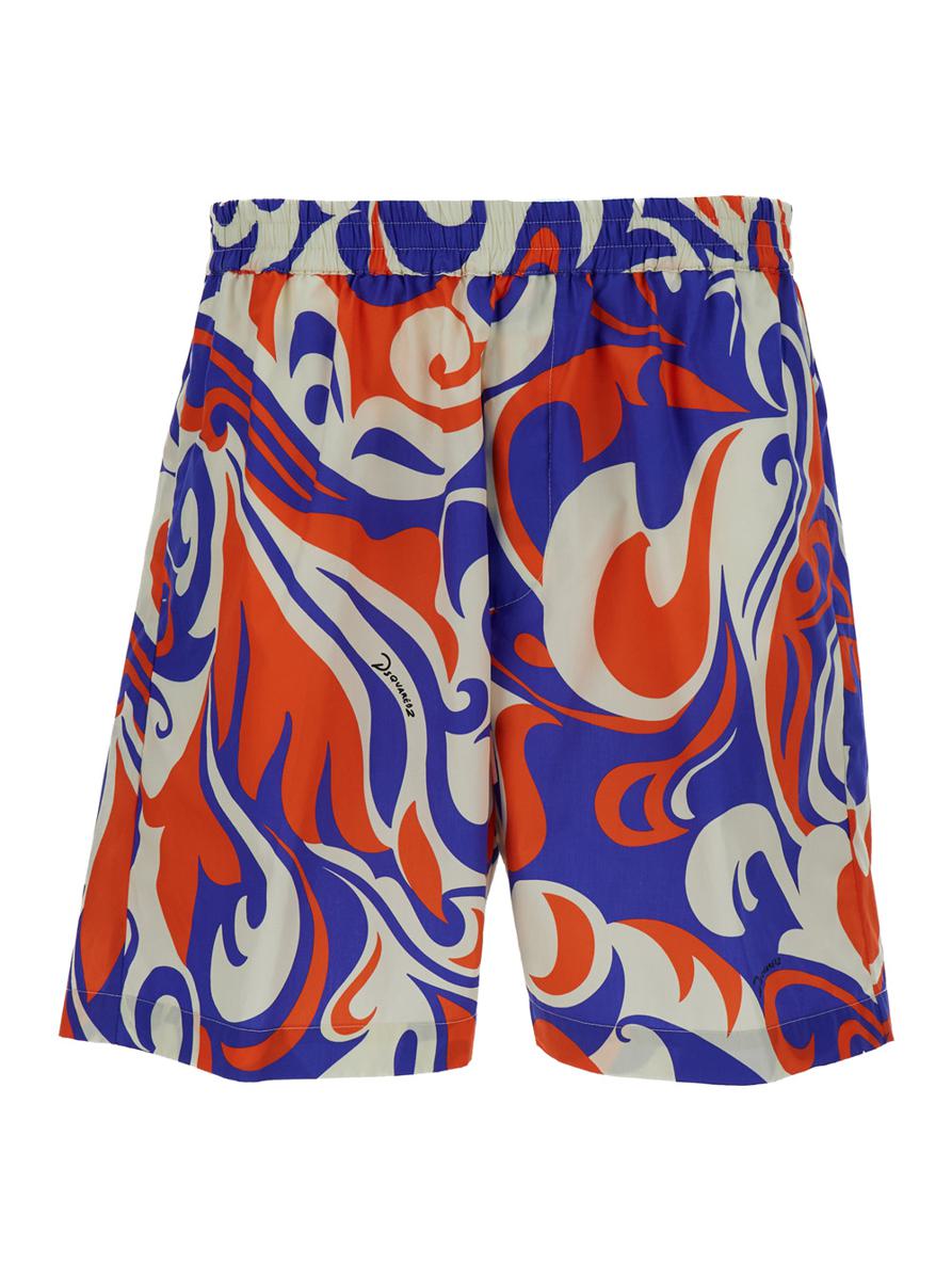 Multicolored Palm Beach Waves Shorts In Cotton Man