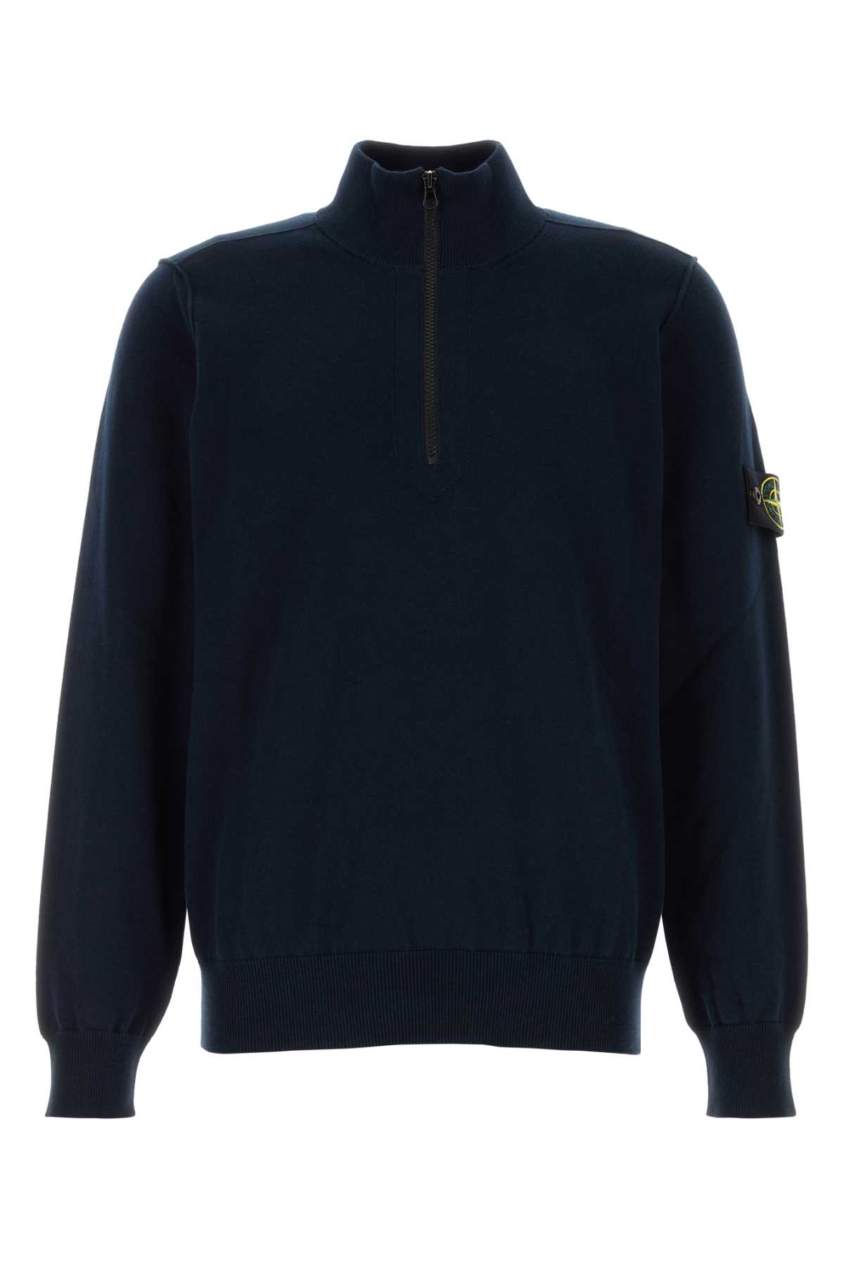 Stone Island Dark Blue Cotton Sweater
