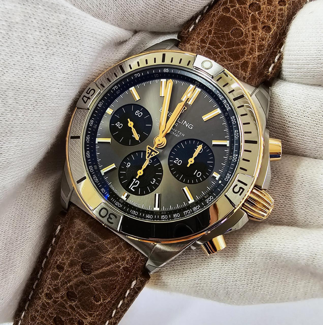 BREITLING Chronomat B01 Triumph 42MM Leather Men's Watch TB0134101M1X1