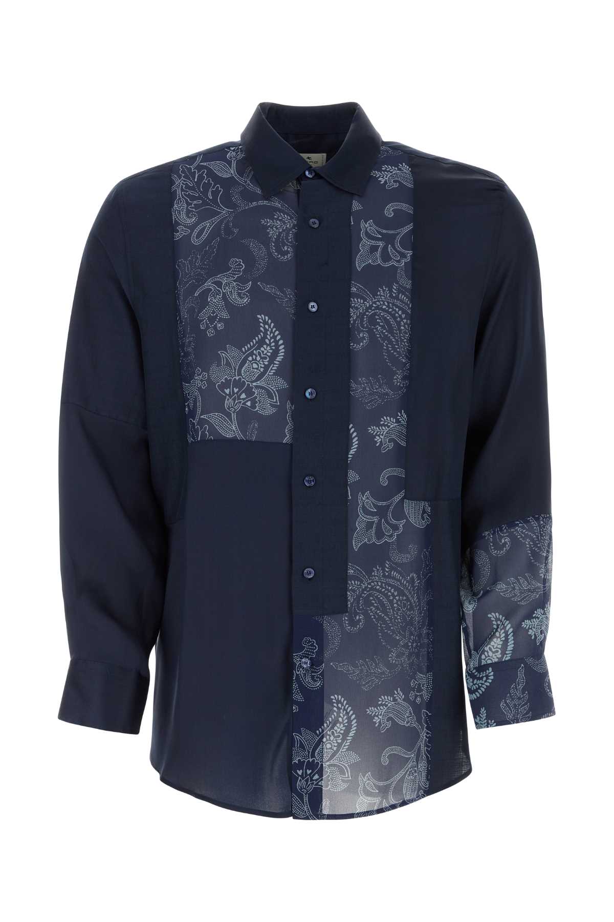 Etro Navy Blue Silk Shirt