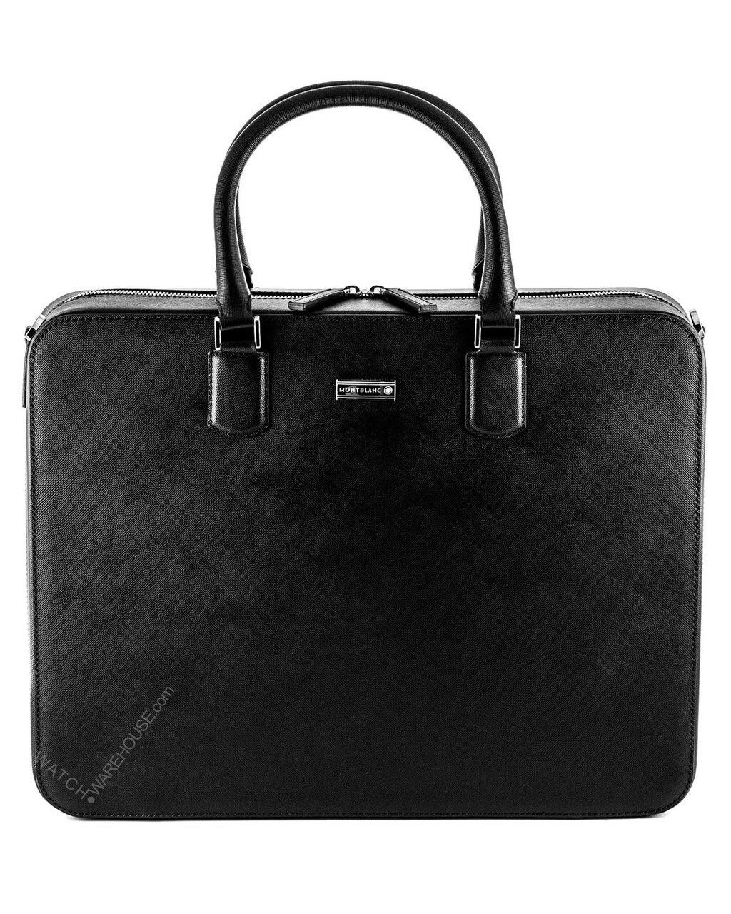 MONTBLANC Meisterstuck Navy Calfskin Saffiano Leather Briefcase 109620