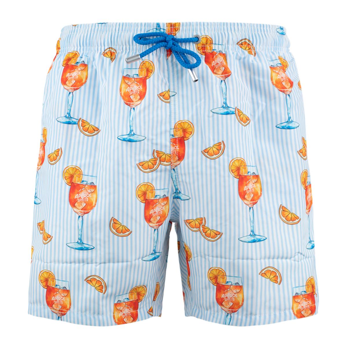 MC2 Saint Barth Gustavia Swimsuit With Aperol Spritz Print And Stripes Aperol Special Edition