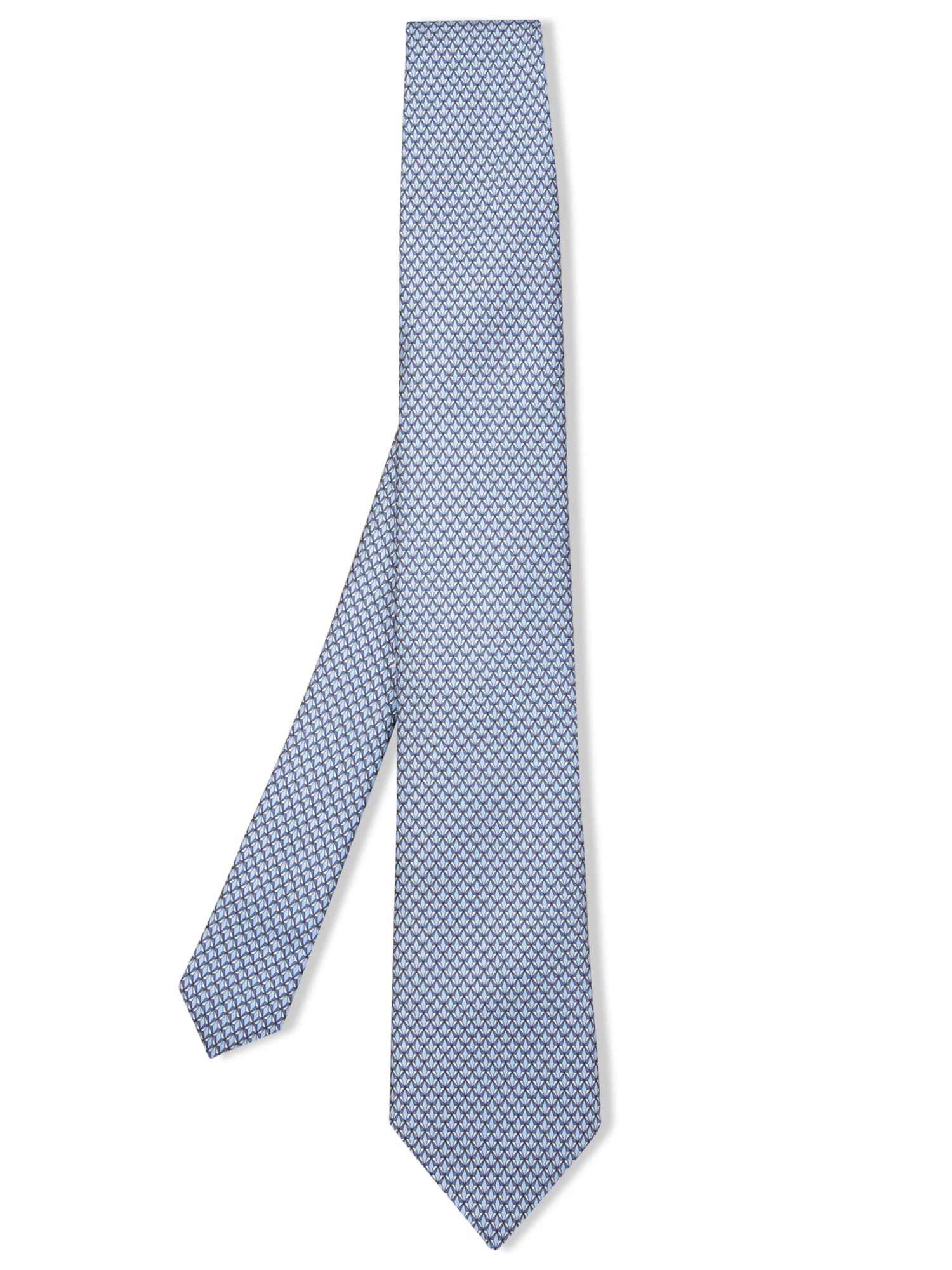 Zegna 蓝色几何图案真丝领带