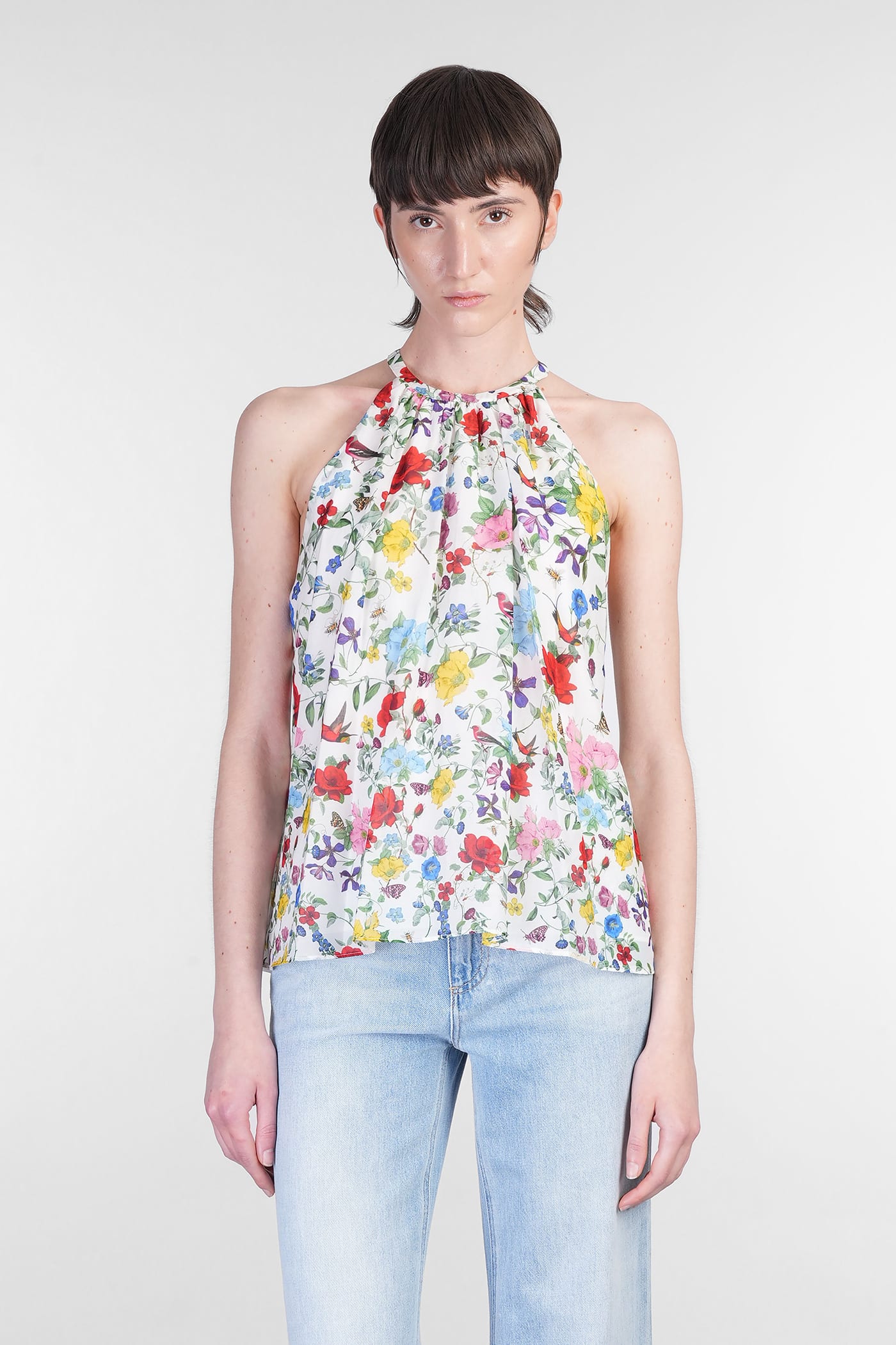 Alice + Olivia Erna Blouse In White Cotton