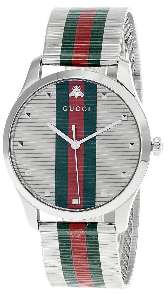 GUCCI G-Timeless 42MM QTZ SS Multi Colour SLVR Dial Men's Watch YA126284