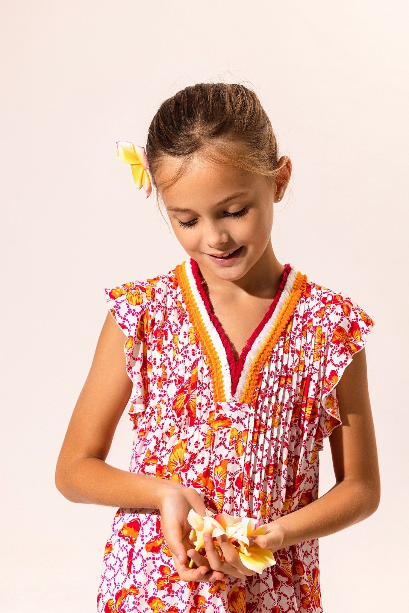 Kids Mini Dress Sasha - Pink Iris Flower