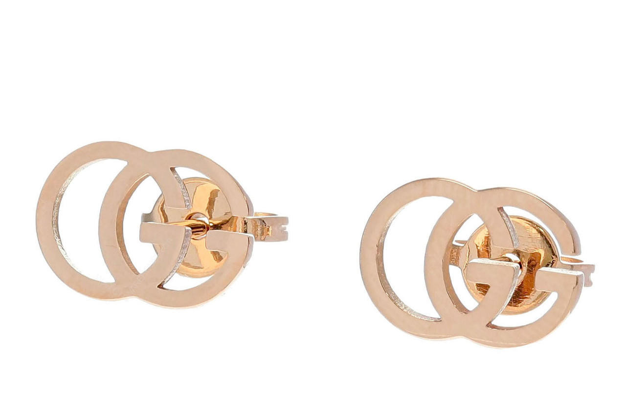 GUCCI Running GG 18K Rose Gold Stud Earrings YBD70280100100U