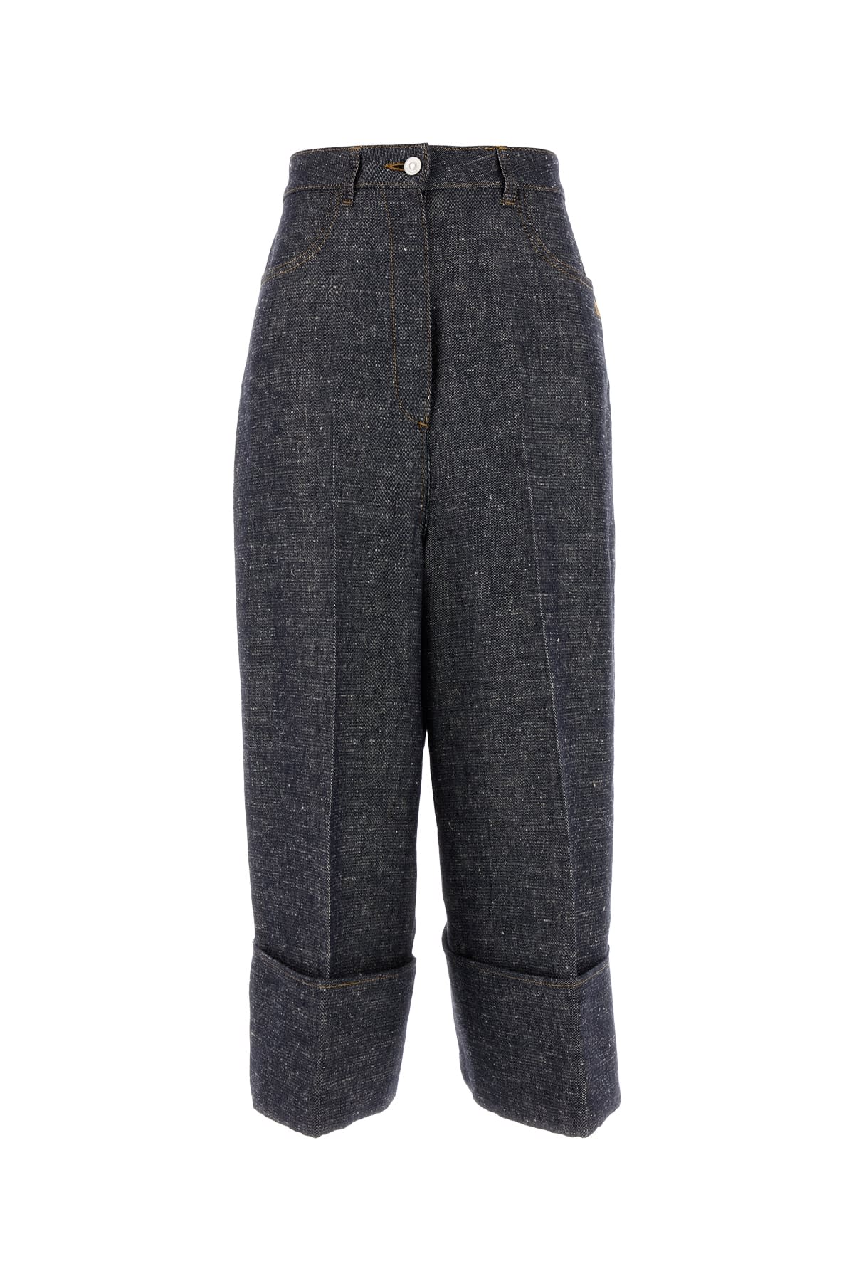 Givenchy Denim Blue Linen Blend Palazzo Pant