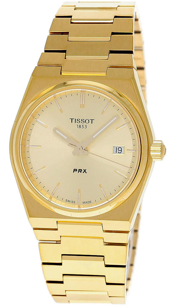 TISSOT PRX 35MM QTZ S-Steel Gold Dial Unisex Watch T137.210.33.021.00 / T1372103302100