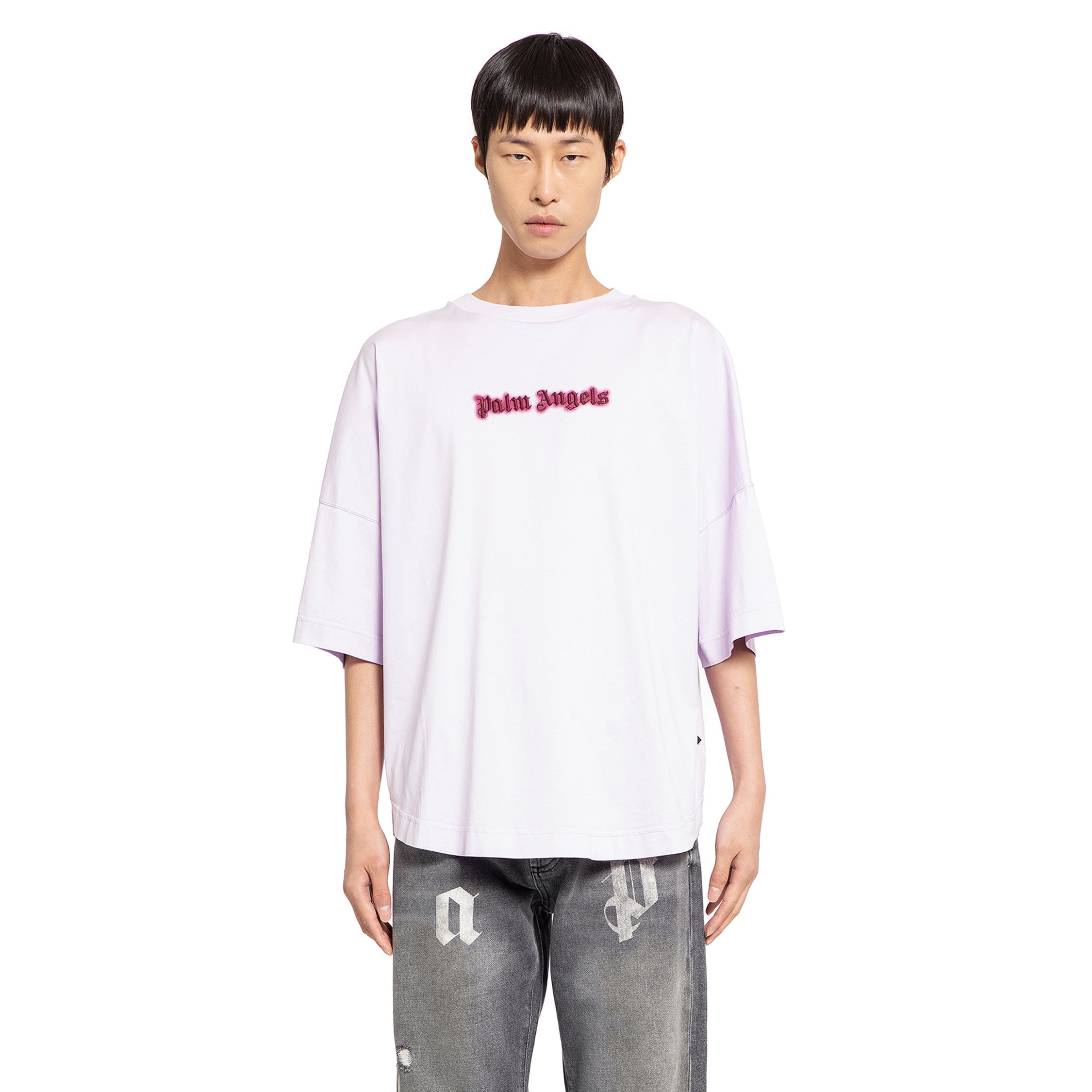 PALM ANGELS MAN PURPLE T-SHIRTS & TANK TOPS