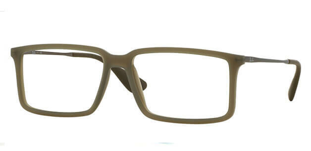 RAY-BAN Square Military Rubber Brown Men's Eyeglasses RX7043 5466