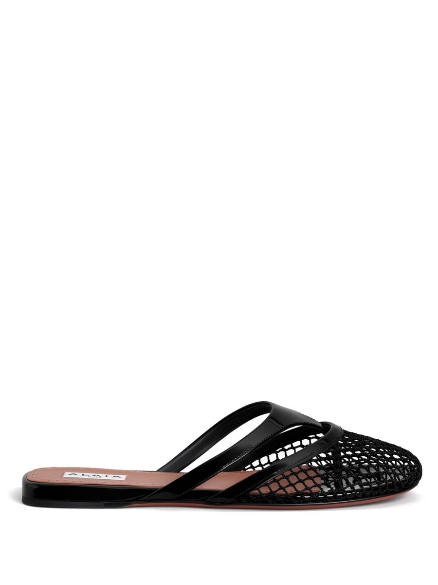 Alaïa 渔网皮革穆勒式人字拖