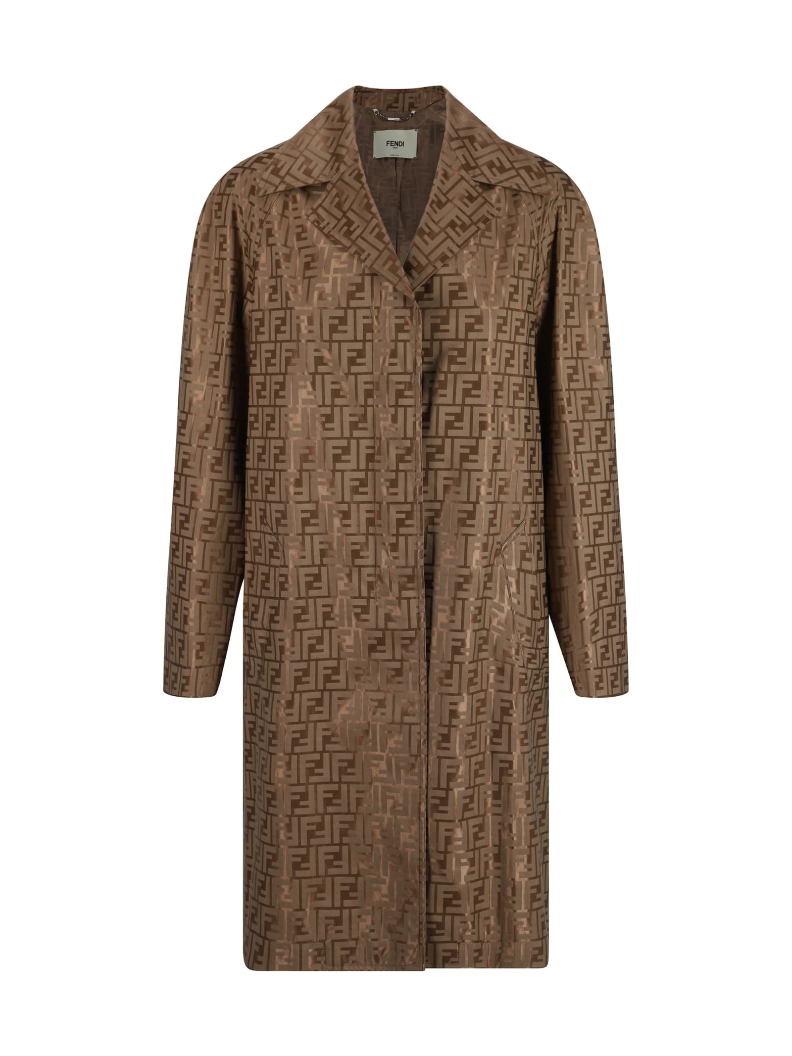 Fendi Ff Printed Long Sleeved Coat