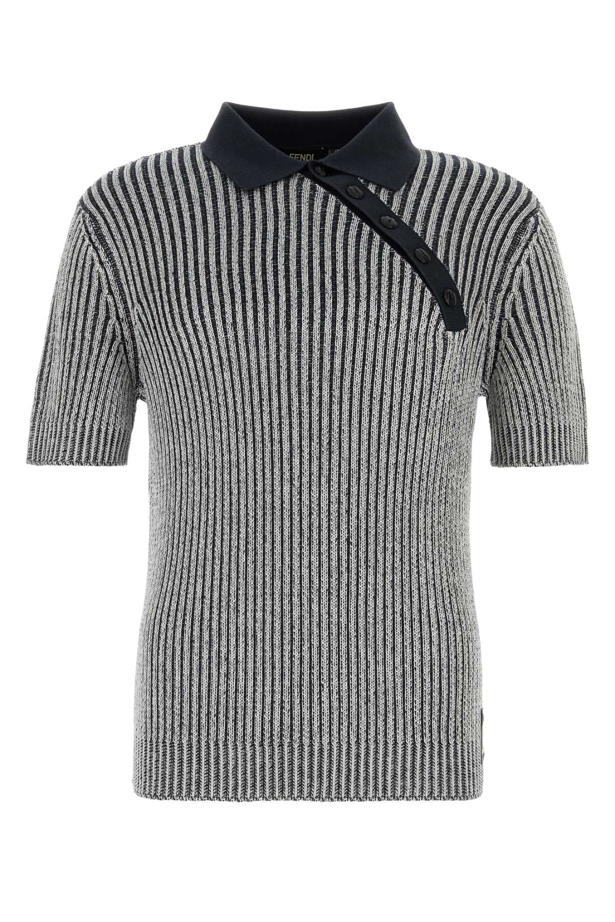 Fendi Embroidered Stretch Viscose Blend Polo Shirt