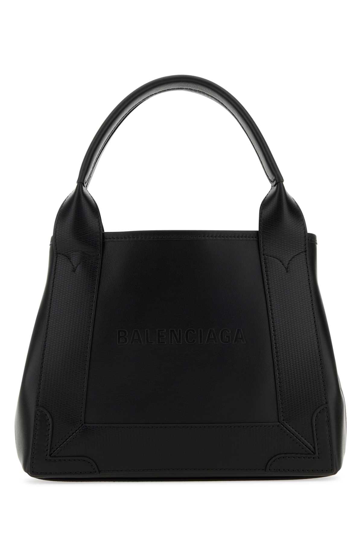 Balenciaga Black Leather Navy Cabas Xs Handbag