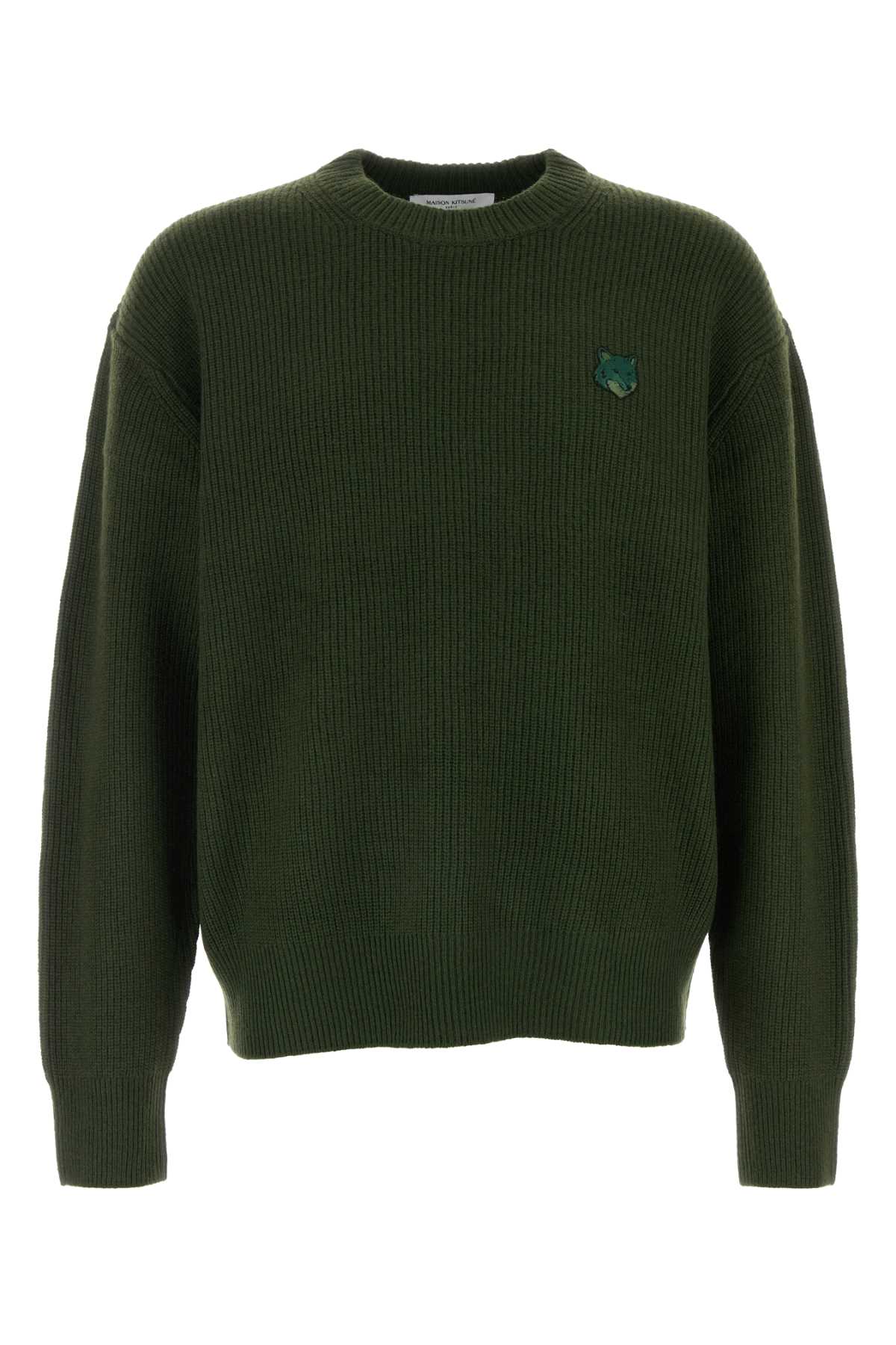 Maison Kitsuné 橄榄绿羊毛混纺毛衣