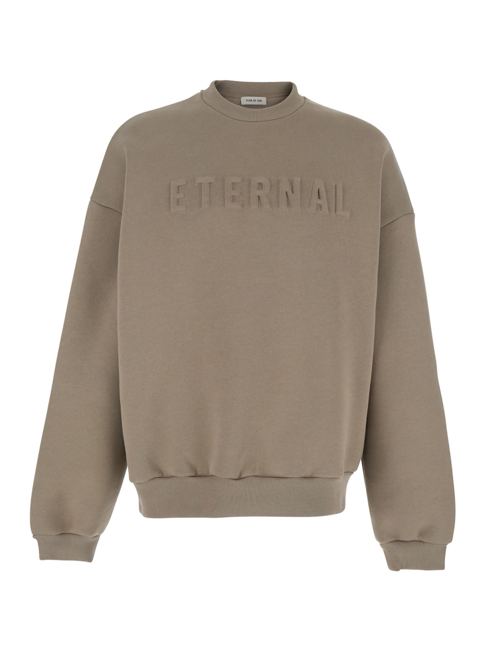 Fear of God eternal Beige Crewneck T-shirt With Dropped Shoulders And Tonal Embroidery On The Front In Cotton Blend Man