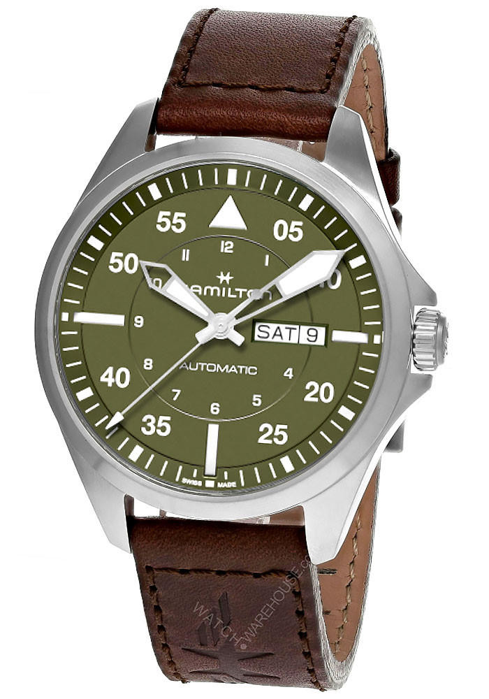 HAMILTON Khaki Aviation Pilot Day Date AUTO 42MM Green Dial Men's Watch H64635560