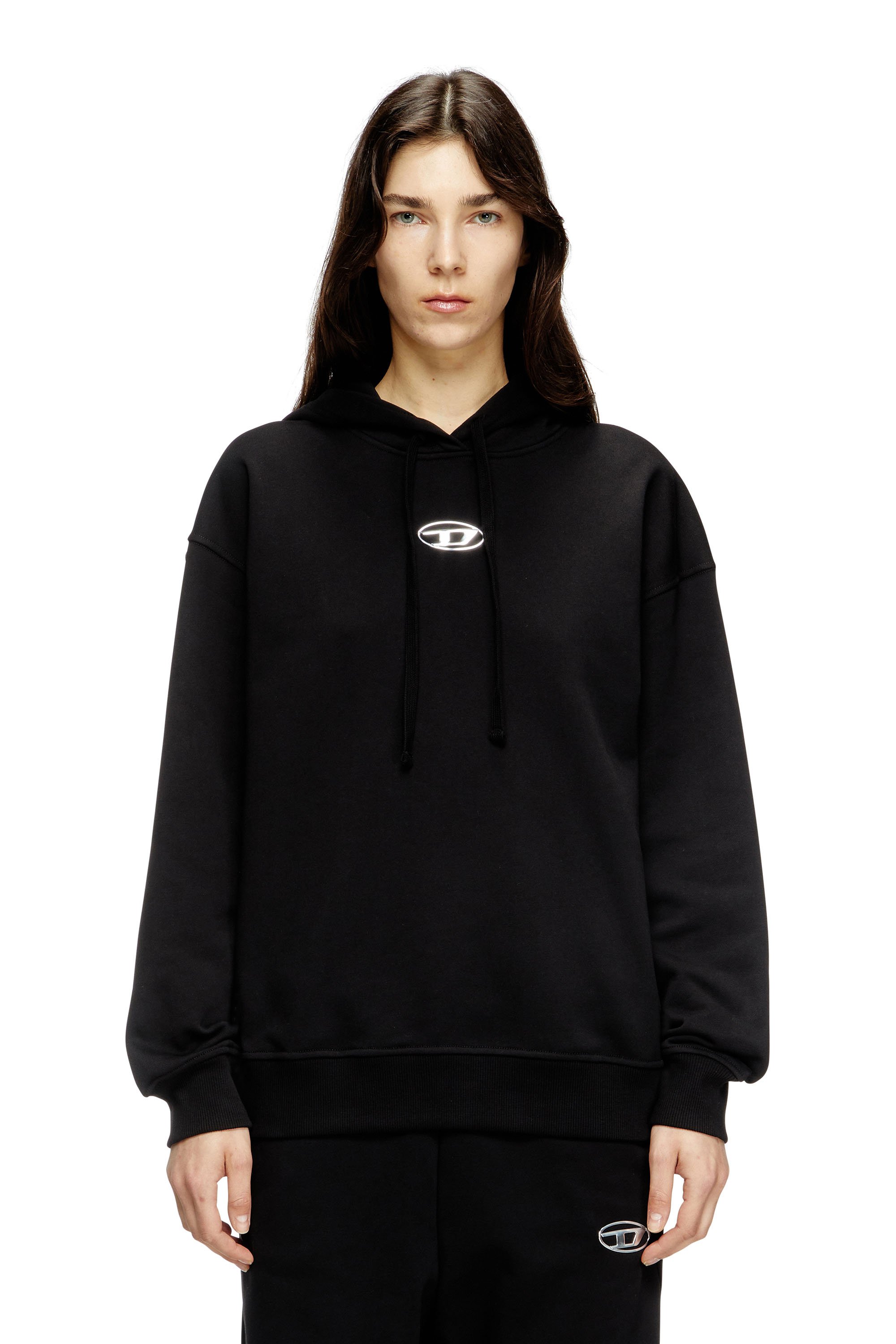 Diesel - Hoodie with metal-effect Oval D logo - Sweaters - Woman - Black