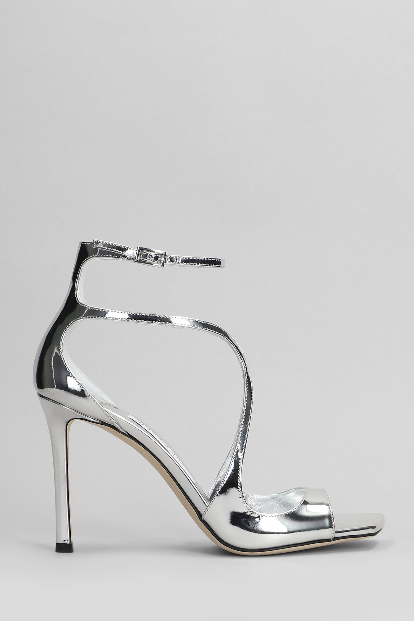 Jimmy Choo Azia 95 银色漆皮凉鞋
