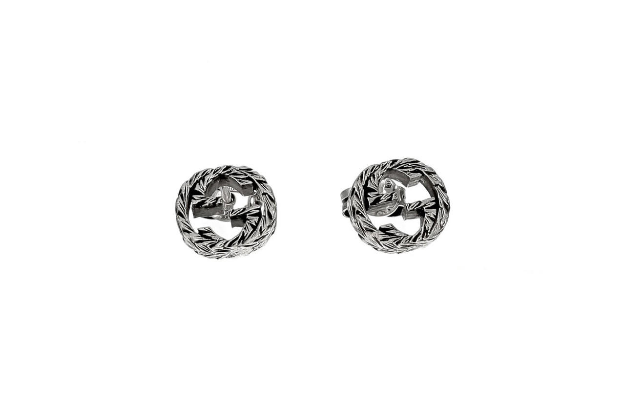 GUCCI Interlocking G 10MM Black Stud Earrings YBD45710900100U