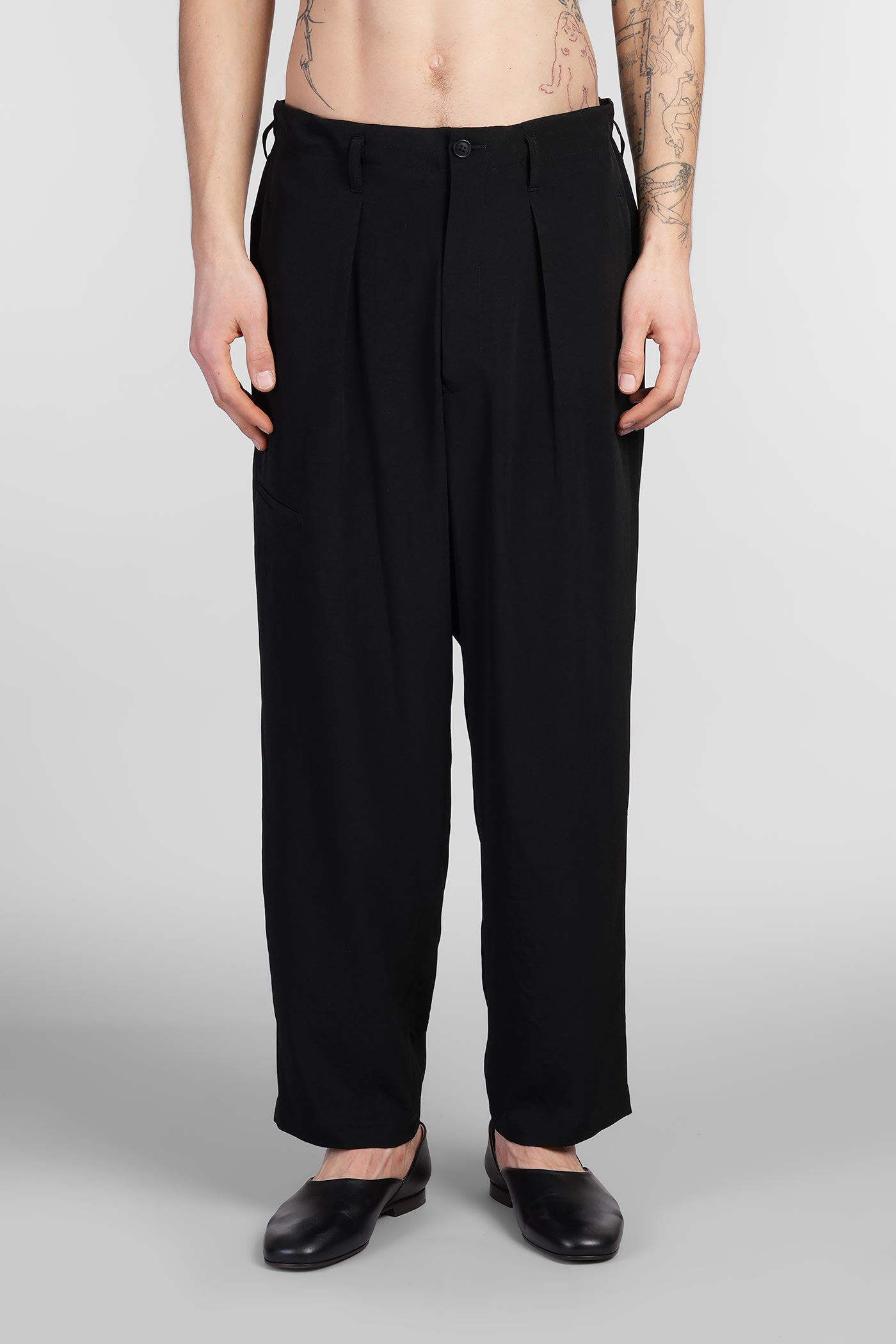 Yohji Yamamoto 黑色三醋酸长裤