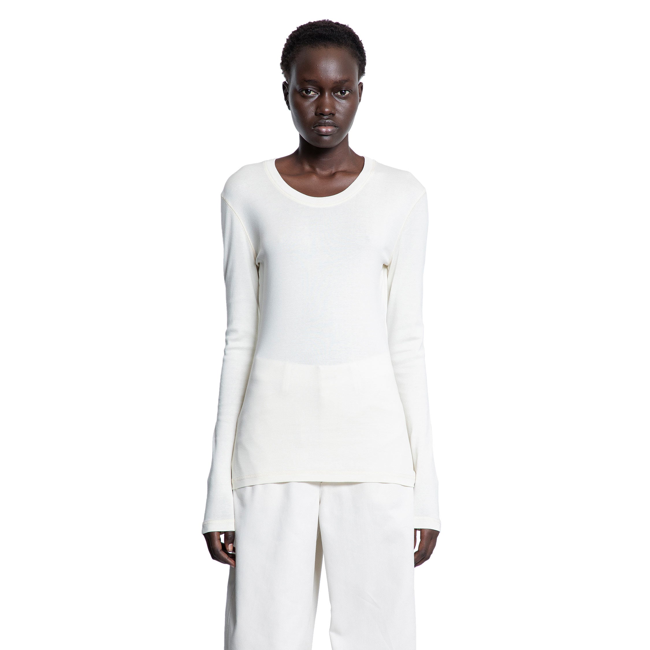 LEMAIRE WOMAN OFF-WHITE T-SHIRTS & TANK TOPS
