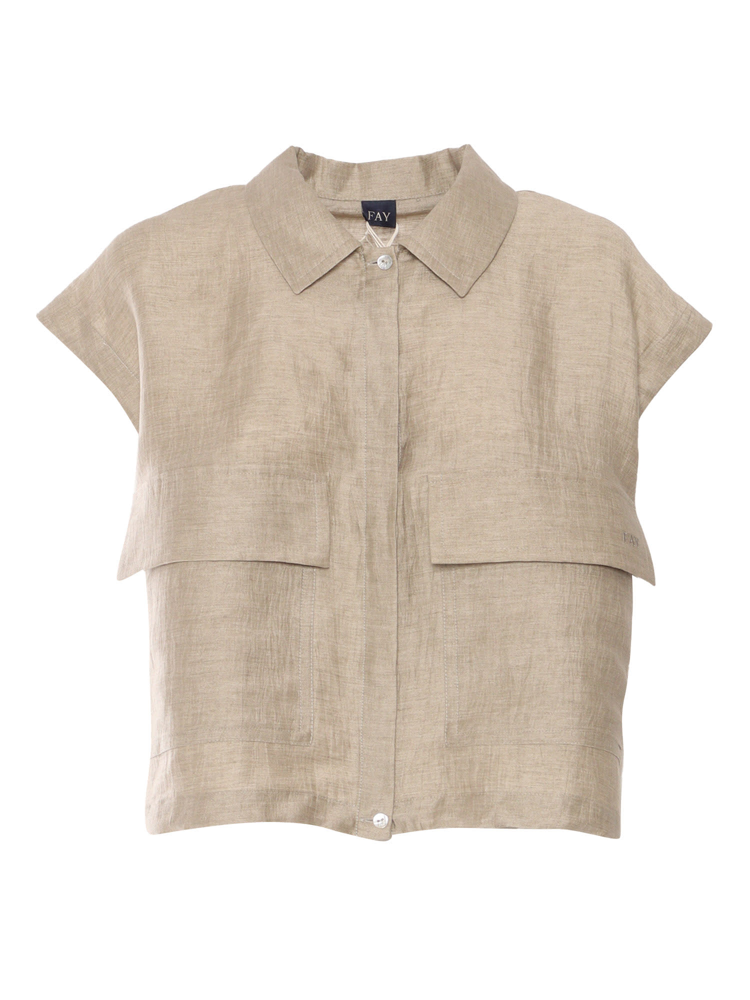 Fay Crop Sleeveless Shirt With Drawstring